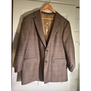 Hart Schaffer Marx Wool Plaid Suit Jacket Sz 46 Regular